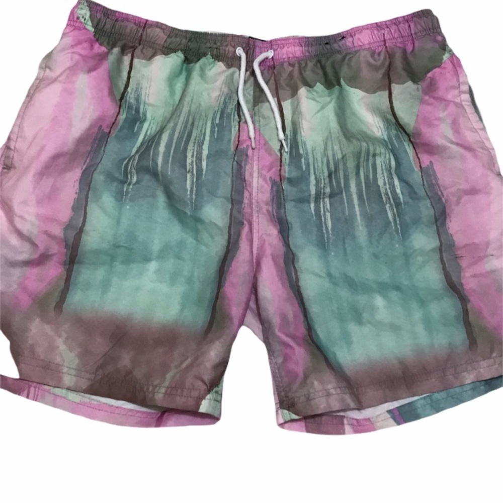 Tie Dye Men’s Swim Trunks Shorts XL City Streets Abstract Mesh Surf 90’s Ken